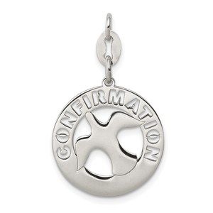 925 Sterling Silver Polished Confirmation Dove Necklace Charm Pendant